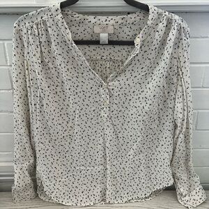 Loft XXS petite half button down with open neckline blouse